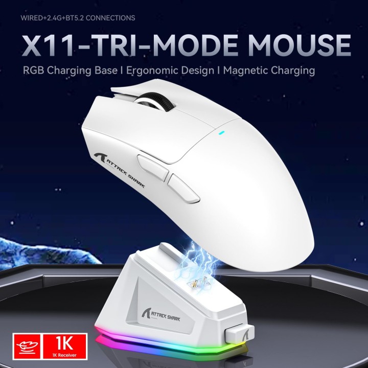 ATTACK SHARK X11 (White) Souris ATTACK SHARK Maroc