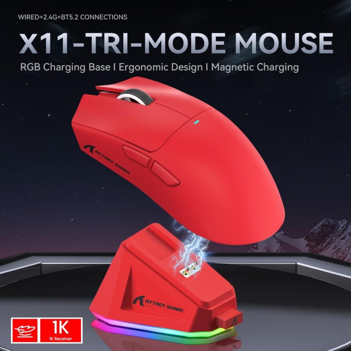 ATTACK SHARK X11 (Red) Souris ATTACK SHARK Maroc