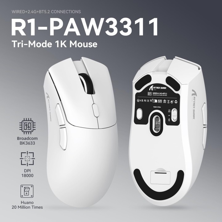 ATTACK SHARK R1 (White) Souris ATTACK SHARK Maroc