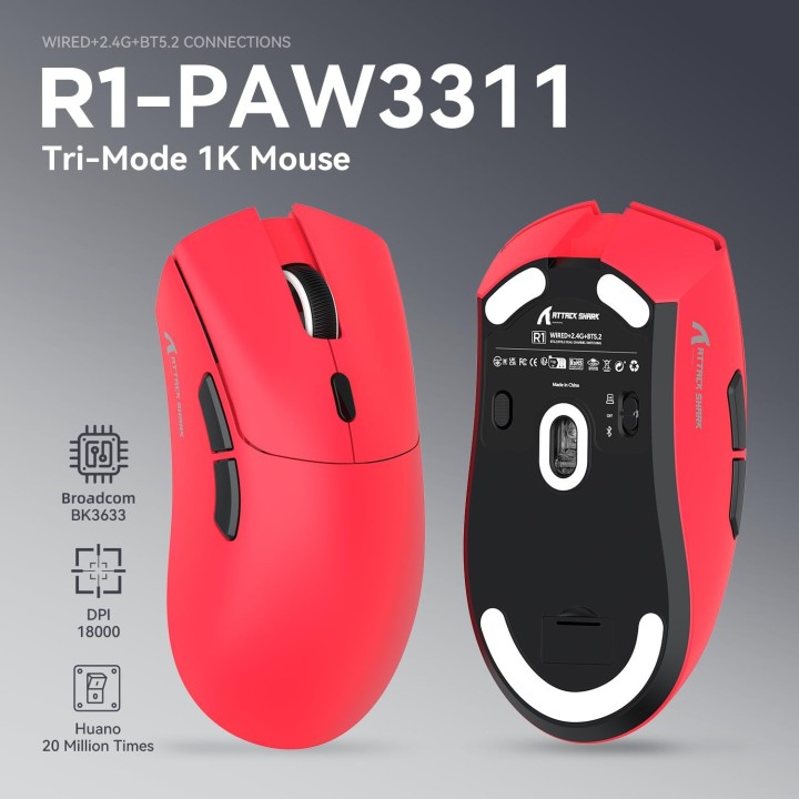 ATTACK SHARK R1 (Red) Souris ATTACK SHARK Maroc