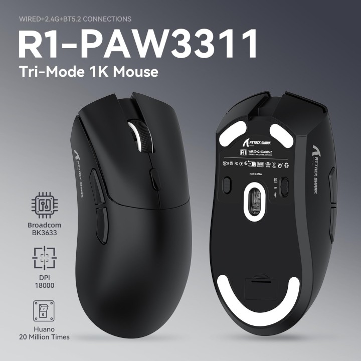 ATTACK SHARK R1 (Black) Souris ATTACK SHARK Maroc