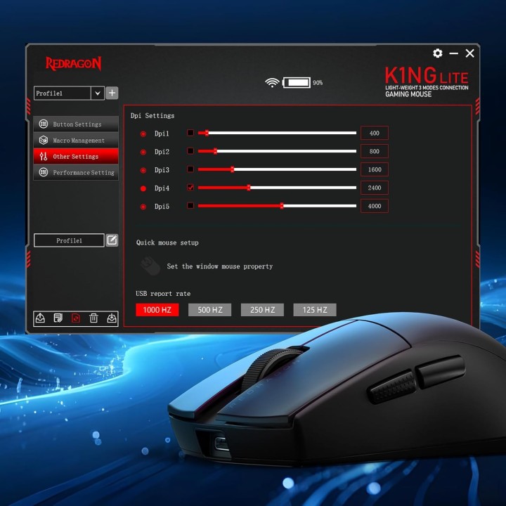 Redragon M916 LIT 1K Wireless Souris Redragon Maroc