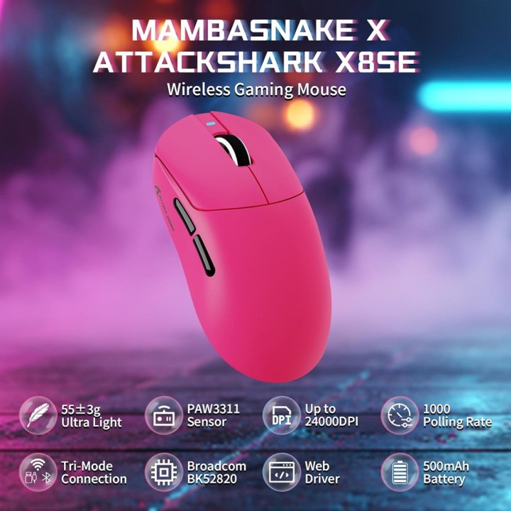 ATTACK SHARK X8SE (Berry Red) Souris ATTACK SHARK Maroc