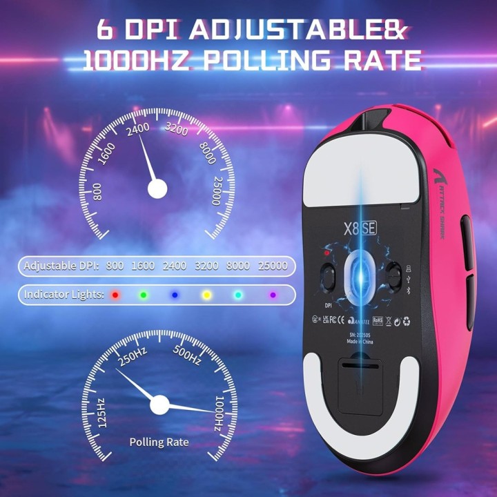 ATTACK SHARK X8SE (Berry Red) Souris ATTACK SHARK Maroc