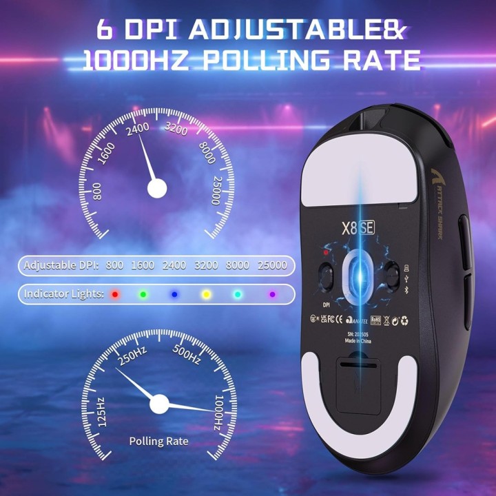 ATTACK SHARK X8SE (Black) Souris ATTACK SHARK Maroc