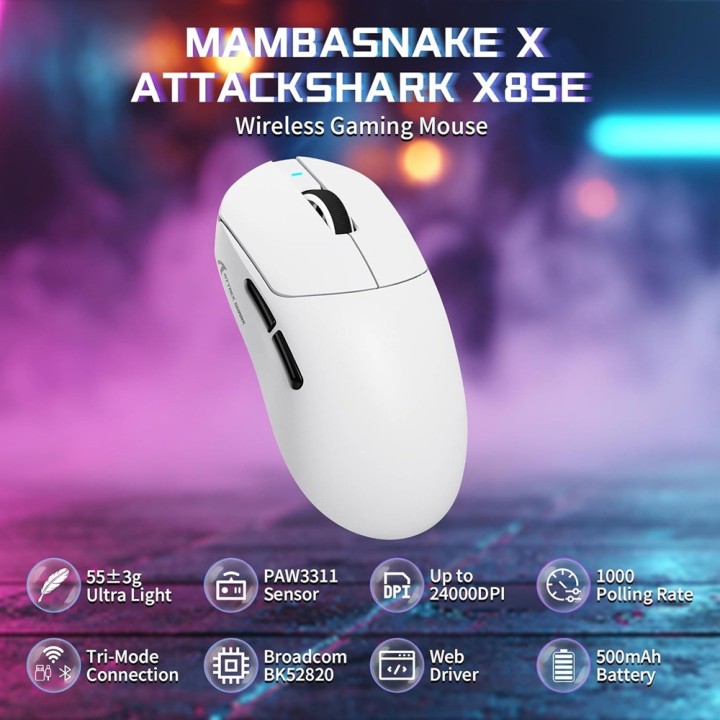 ATTACK SHARK X8PLUS (White) Souris ATTACK SHARK Maroc