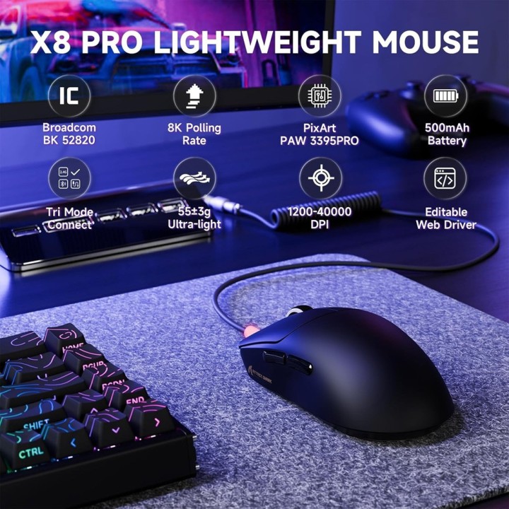 ATTACK SHARK X8PRO (Black) Souris ATTACK SHARK Maroc