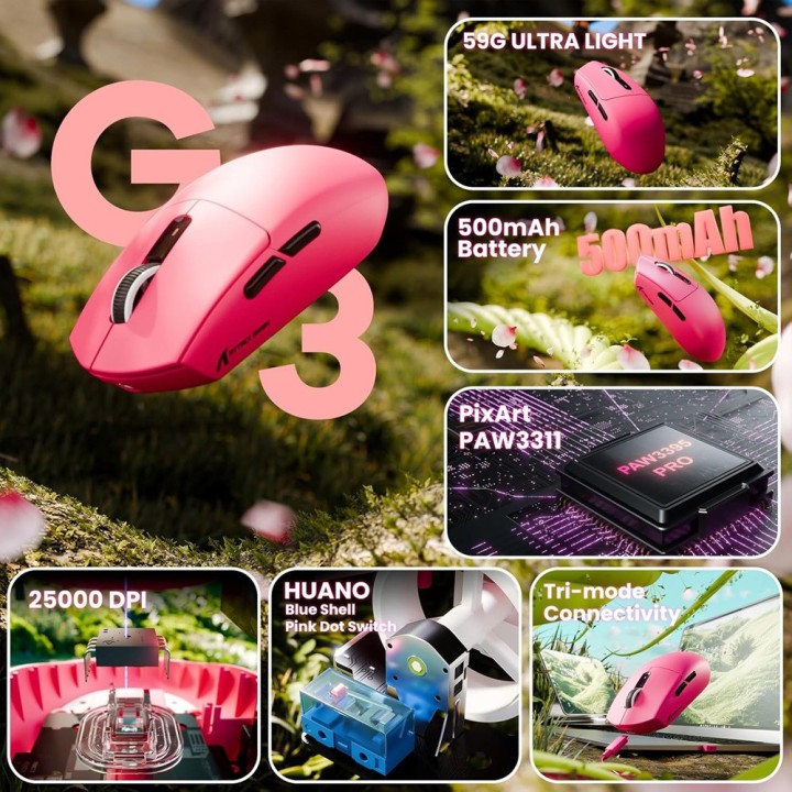 ATTACK SHARK G3 (Berry Red) Souris ATTACK SHARK Maroc