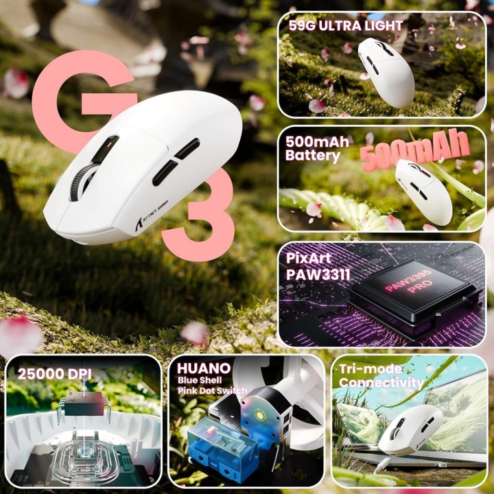 ATTACK SHARK G3 (White) Souris ATTACK SHARK Maroc