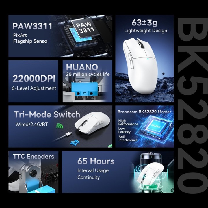 ATTACK SHARK X11 SE (White) Souris ATTACK SHARK Maroc