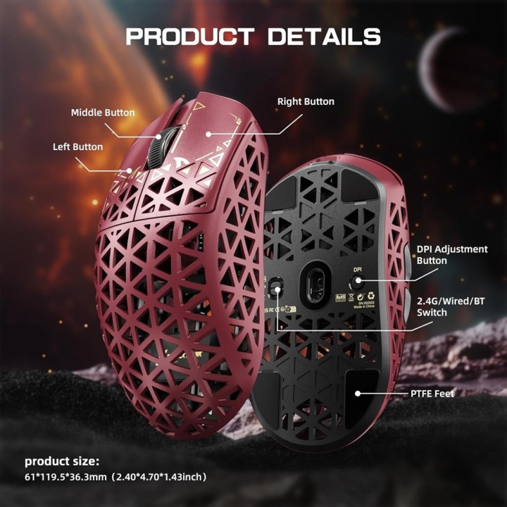 ATTACK SHARK R5 Ultra (Red) Souris ATTACK SHARK Maroc