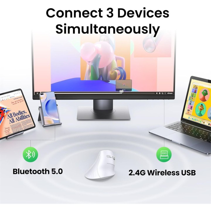 Ugreen Vertical Wireless MU008 Blanc Souris UGREEN Maroc