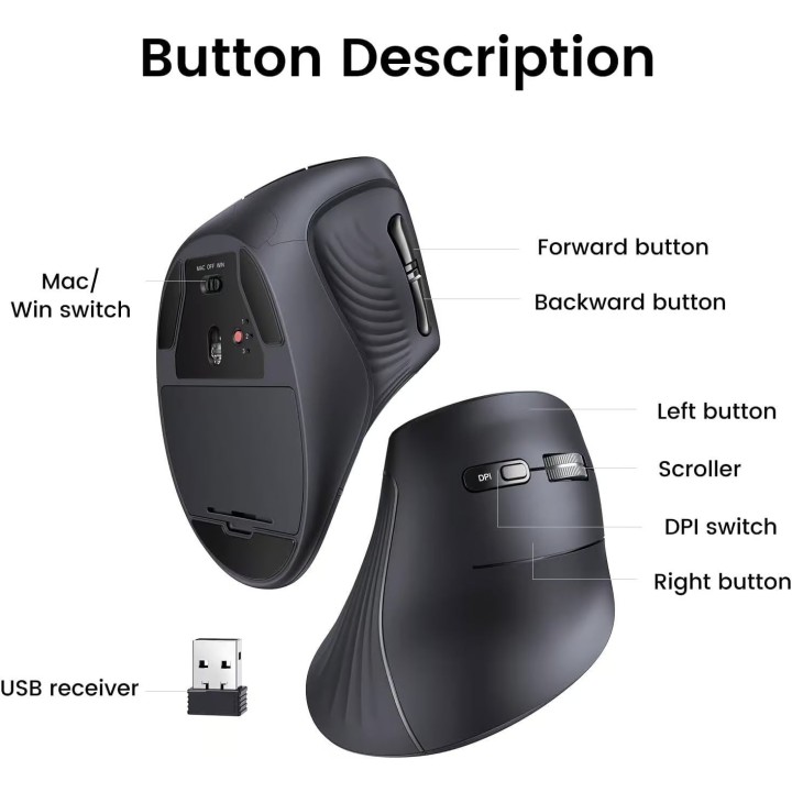 Ugreen Vertical Wireless MU008 Noir Souris UGREEN Maroc