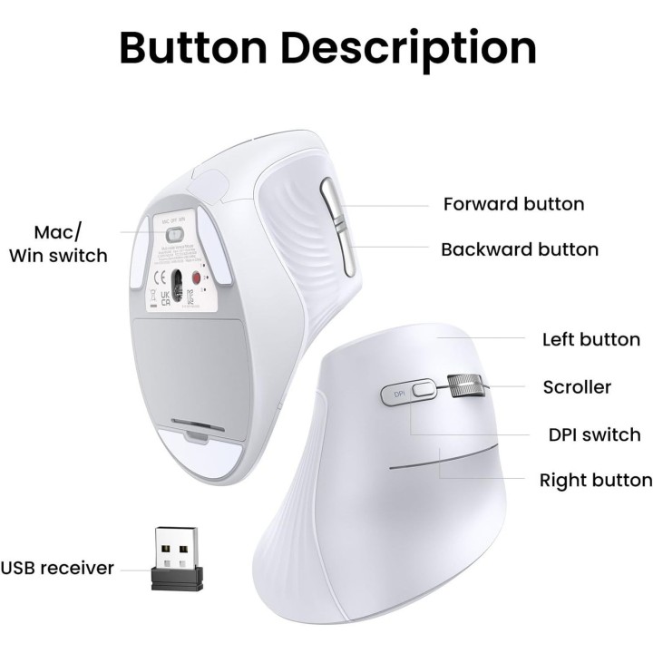 Ugreen Vertical Wireless MU008 Blanc Souris UGREEN Maroc