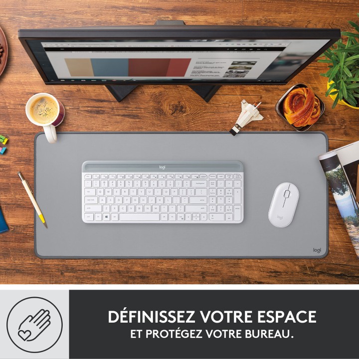 Logitech Desk Mat Studio Series (Gris) Tapis de souris Logitech Maroc