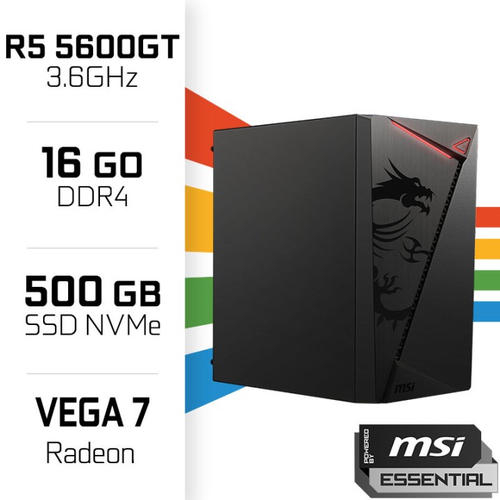 PC Gamer POWERED BY MSI Ryzen 5 5600GT/500GB SSD/16GB/Radeon Vega7