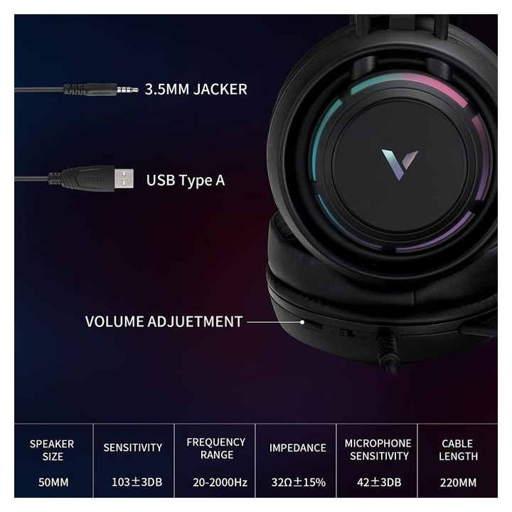 Rapoo VH110 RGB Casques Rapoo Maroc