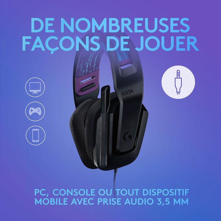 Logitech G G335 (Black) Casques Logitech Maroc
