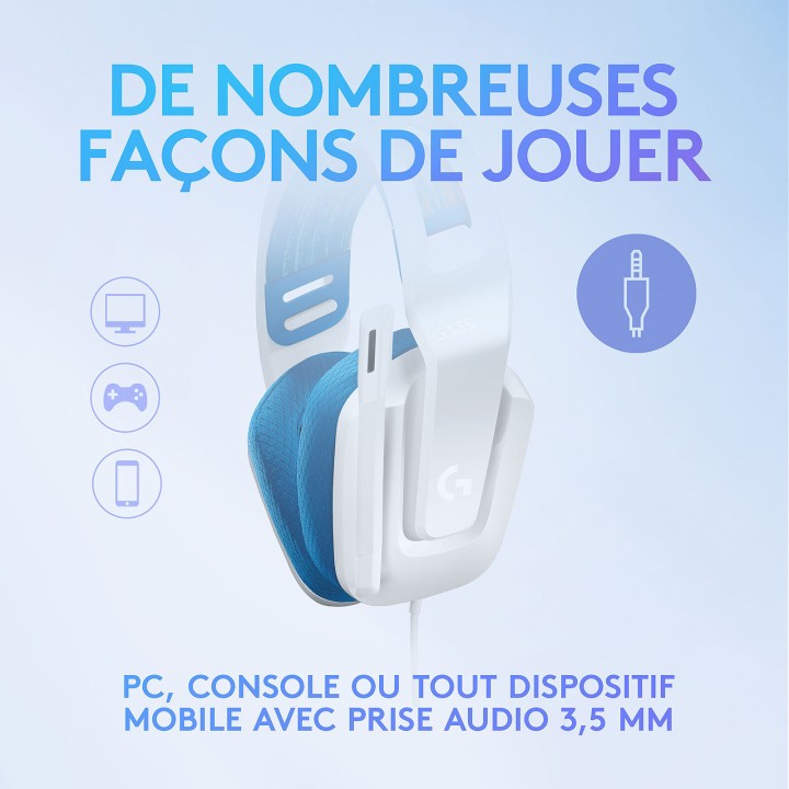 Logitech G G335 (Blanc) Casques Logitech Maroc