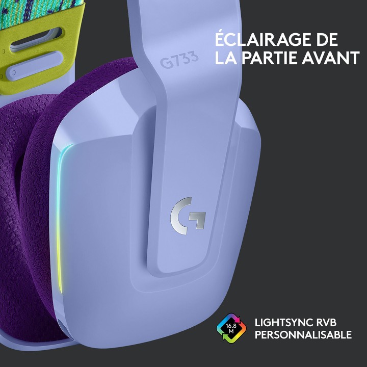 Logitech G733 Lightspeed (Lilac) Casques Logitech Maroc