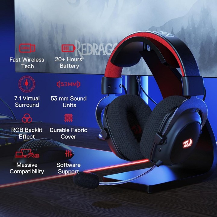 Redragon H510 PRO Zeus-X RGB Wireless Gaming Headset Casques Redrag...
