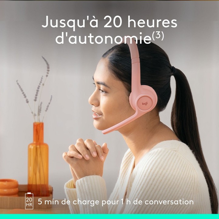Logitech Zone 300 Rose Casques Logitech Maroc