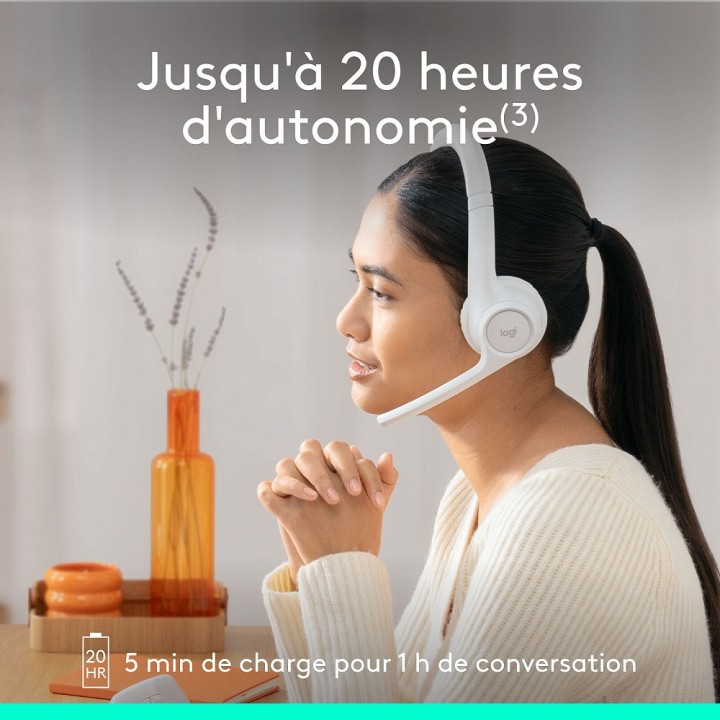 Logitech Zone 300 White Casques Logitech Maroc