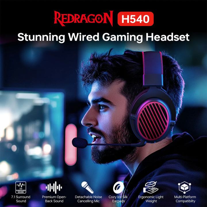 Redragon H540 Luna Wired Gaming Headset Casques Redragon Maroc