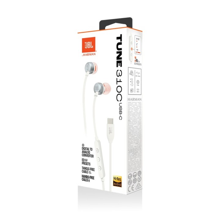 JBL Ecouteurs Tune 310C Blanc Casques JBL Maroc