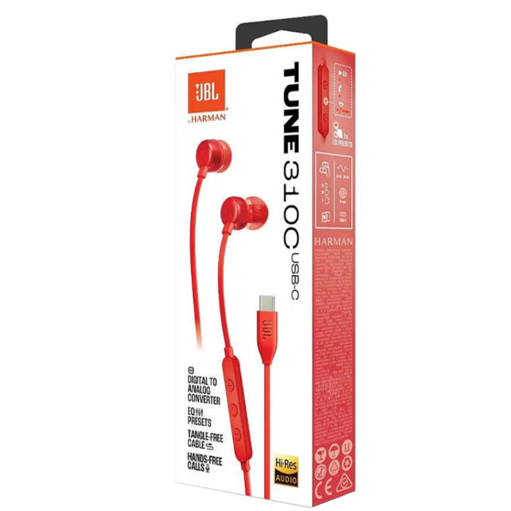 JBL Ecouteurs Tune 310C Rouge Casques JBL Maroc