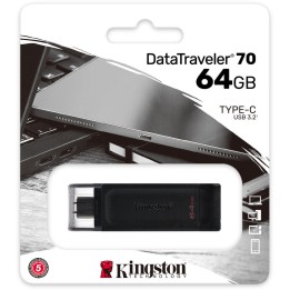 Clé USB Kingston 64GB DataTraveler 70 USB 3.2 Gen 1 Type-C Clés USB...