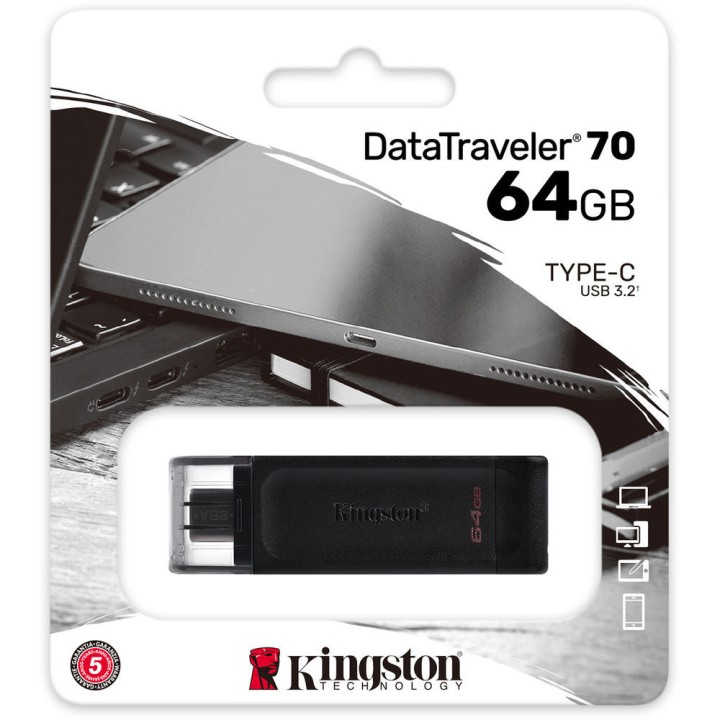 Clé USB Kingston 64GB DataTraveler 70 USB 3.2 Gen 1 Type-C Clés USB...