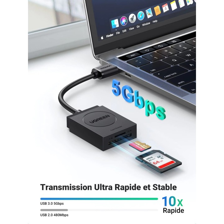 Ugreen Lecteur carte mémoire SD TF USB 3.0 2en1 Clés USB UGREEN Maroc
