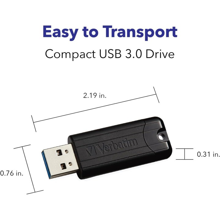 Verbatim Clé USB PinStripe 3.0 de 64 Go - Noire Clés USB VERBATIM M...