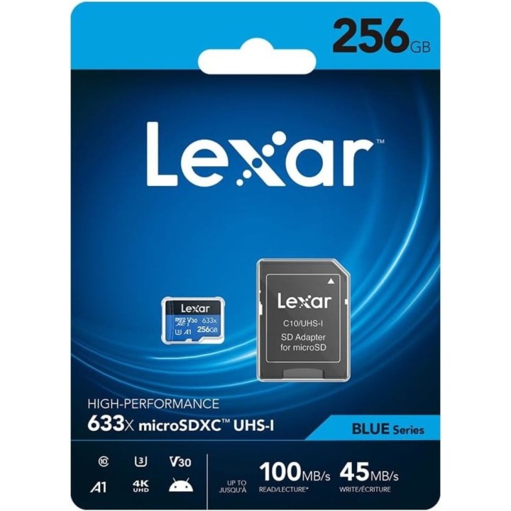 Lexar Haute Performance 256 Go 633x microSDXC UHS-I Disques durs ex...