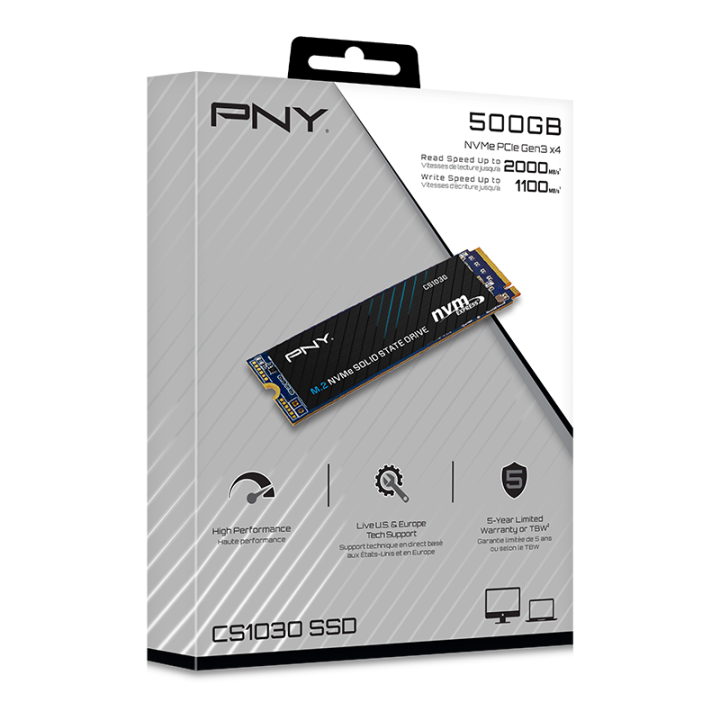 PNY CS1030 M.2 PCIe NVMe 500GB Disques SSD PNY Maroc
