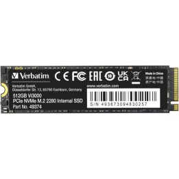 VERBATIM Vi3000 512 GB M.2 PCle GEN3X4 Disques SSD VERBATIM Maroc