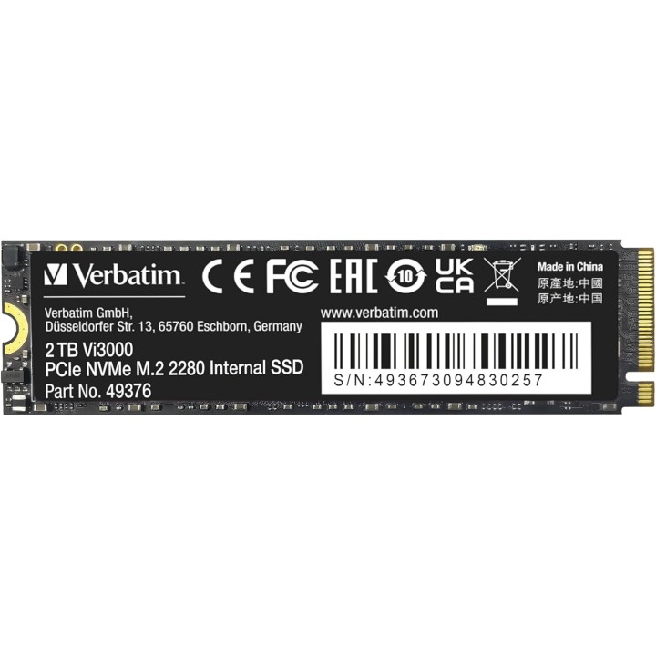VERBATIM Vi3000 2TB M.2 PCle GEN3X4 Disques SSD VERBATIM Maroc