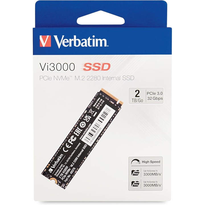 VERBATIM Vi3000 2TB M.2 PCle GEN3X4 Disques SSD VERBATIM Maroc