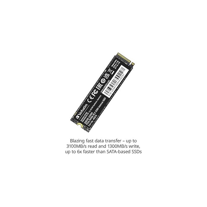 VERBATIM Vi3000 256GB M.2 PCle GEN3X4 Disques SSD VERBATIM Maroc