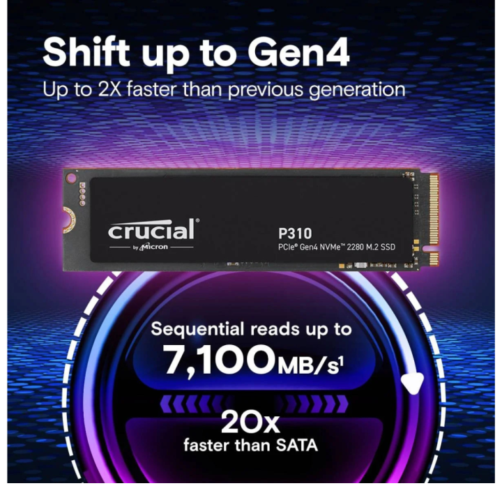 Crucial P310 2TB NVMe M.2 PCIe 4.0 Disques SSD Crucial Maroc