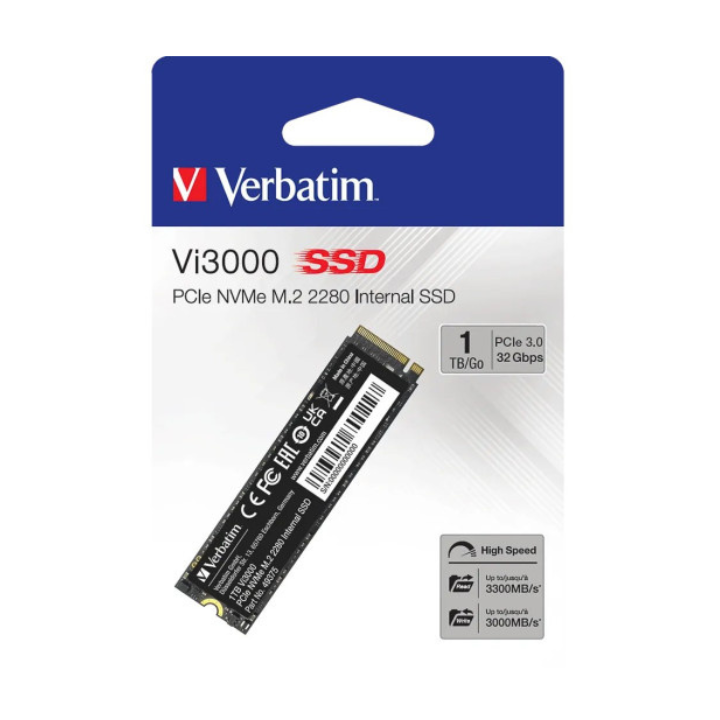 VERBATIM Vi3000 M.2 PCle Gen3x4 1TB Disques SSD VERBATIM Maroc