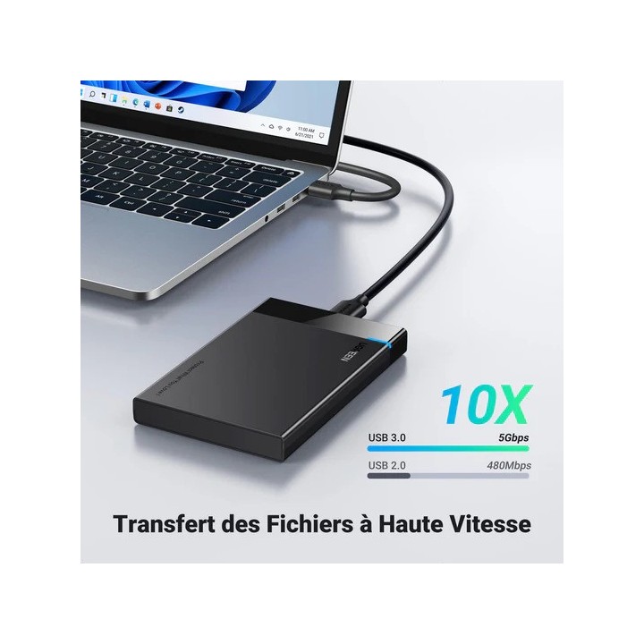 Ugreen Boitier disque dur externe USB 3.0 to 2,5/3,5 SATA Accessoir...