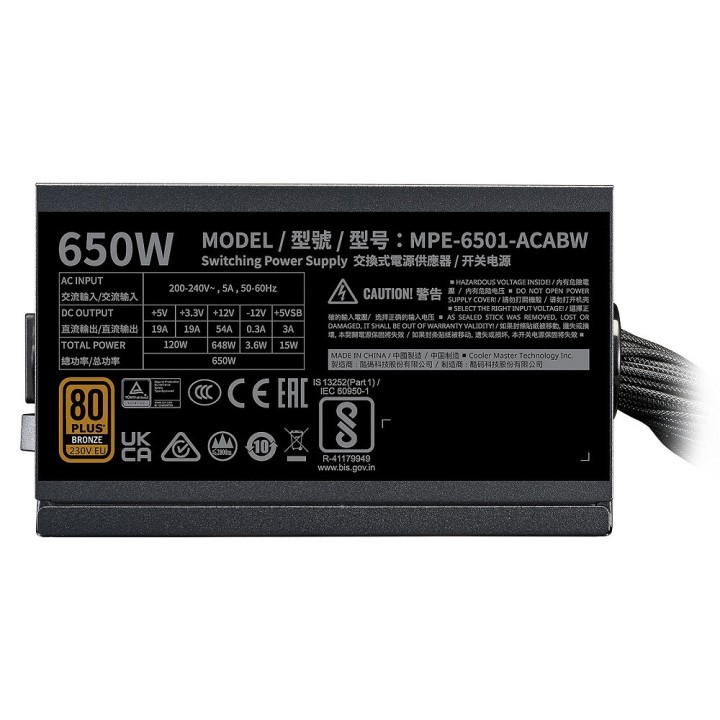 Cooler Master MWE Bronze 650W V3 Entre 600 W et 699 W Cooler Master...
