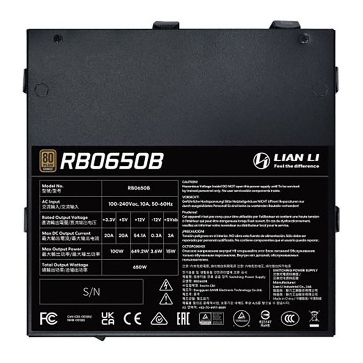 Lian Li RB Series 80PLUS Bronze 650W (Black) Entre 600 W et 699 W L...