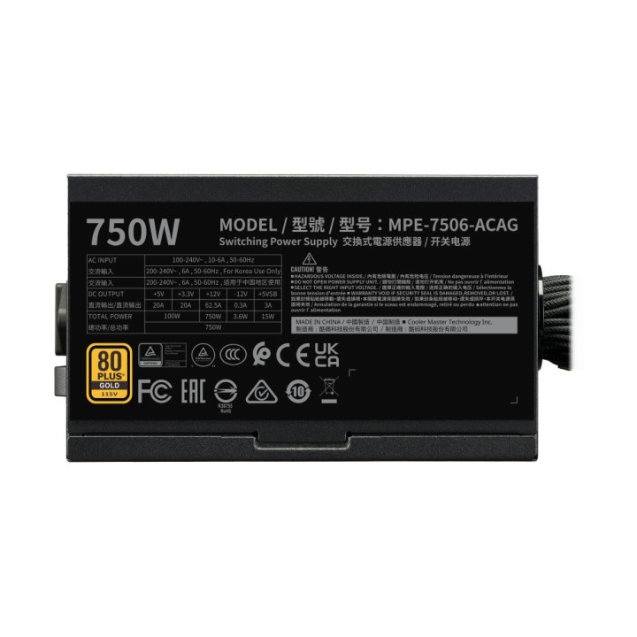 Cooler Master MWE Gold 750 V3 ATX 3.1 80PLUS GOLD 750W Entre 700 W ...