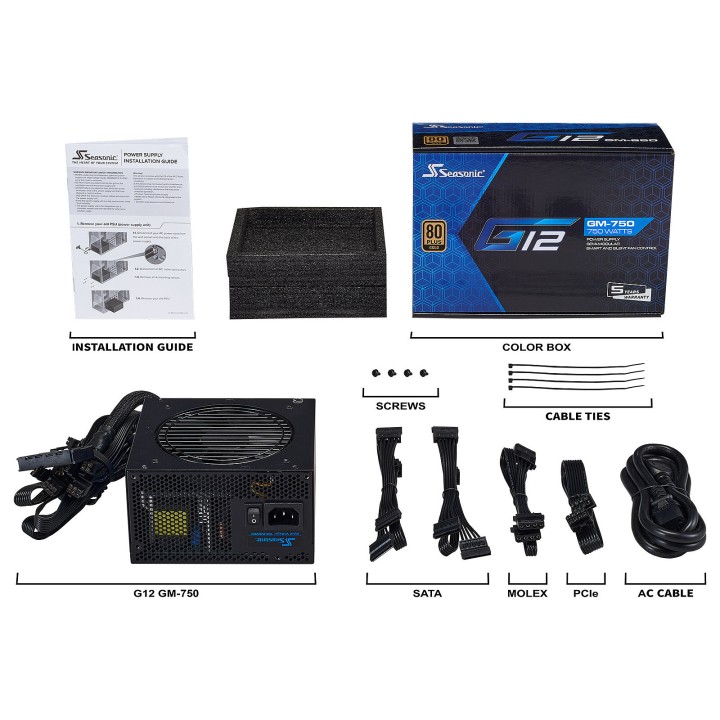 Seasonic G12 GM-750 80PLUS Gold (2024) Entre 700 W et 799 W Seasoni...