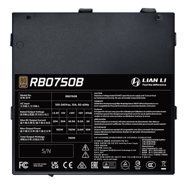 Lian Li RB Series 80PLUS Bronze 750W (Black) Entre 700 W et 799 W L...