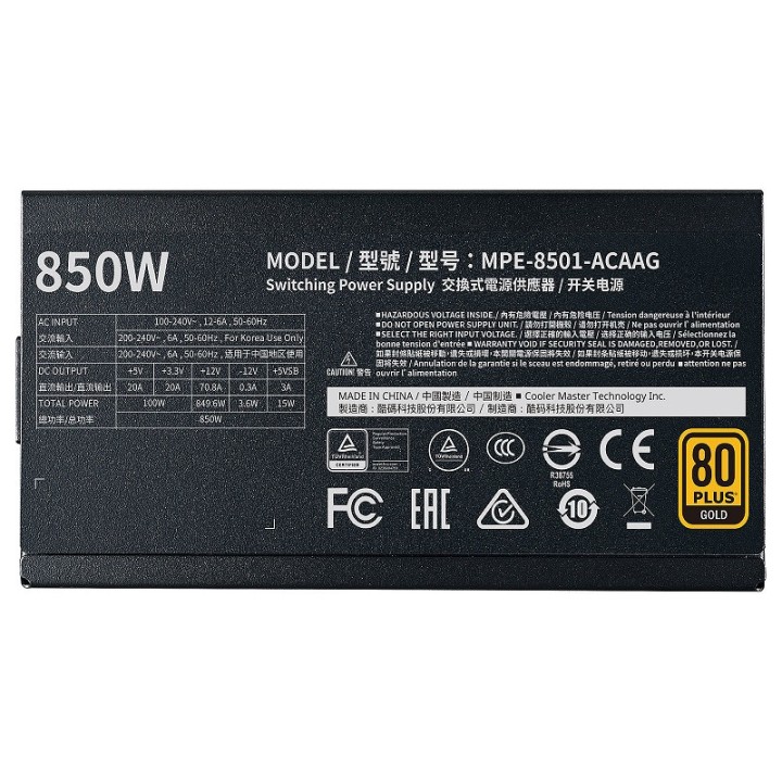 Cooler Master MWE Gold 850 Full Modular V2 80PLUS GOLD 850W Entre 8...