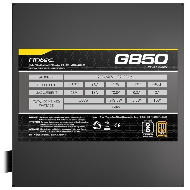 ANTEC ATOM G850 850W GOLD 80+ Entre 800 W et 899 W Antec Maroc
